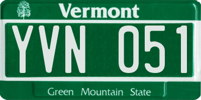 VT license plate YVN051
