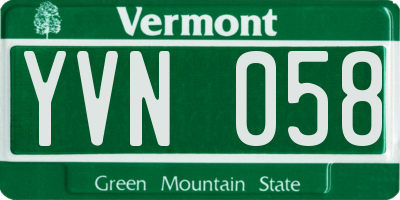 VT license plate YVN058