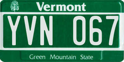 VT license plate YVN067