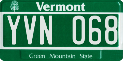 VT license plate YVN068