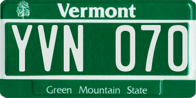 VT license plate YVN070