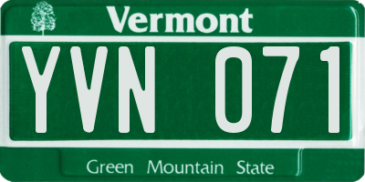 VT license plate YVN071