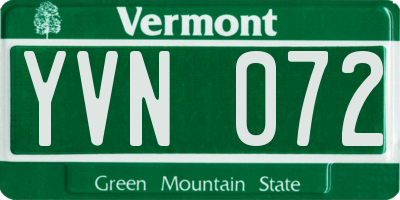 VT license plate YVN072