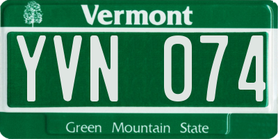VT license plate YVN074