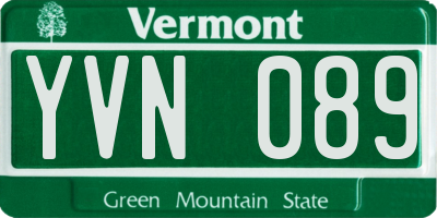 VT license plate YVN089