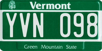 VT license plate YVN098