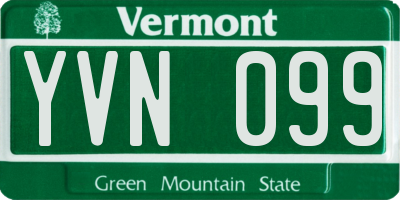 VT license plate YVN099
