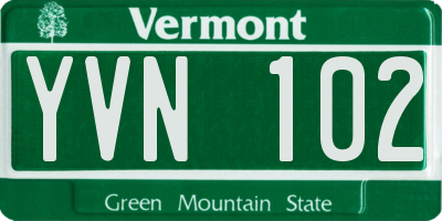 VT license plate YVN102