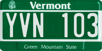 VT license plate YVN103