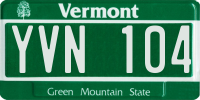 VT license plate YVN104