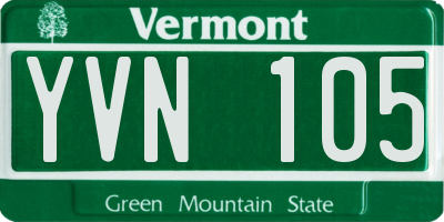 VT license plate YVN105