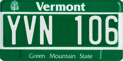 VT license plate YVN106