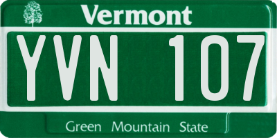 VT license plate YVN107