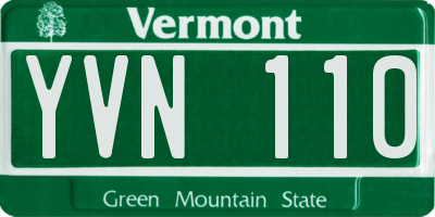 VT license plate YVN110