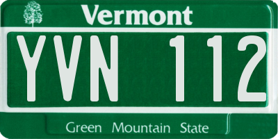 VT license plate YVN112