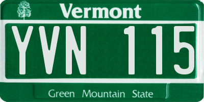 VT license plate YVN115