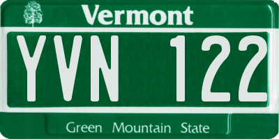 VT license plate YVN122