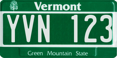 VT license plate YVN123
