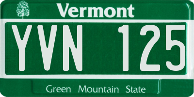 VT license plate YVN125