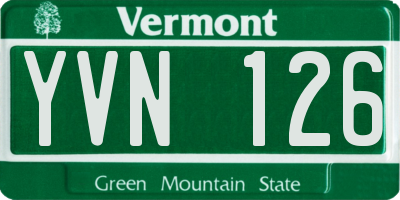 VT license plate YVN126