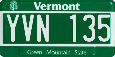 VT license plate YVN135