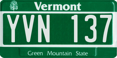 VT license plate YVN137