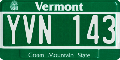 VT license plate YVN143