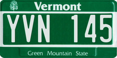 VT license plate YVN145