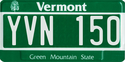 VT license plate YVN150