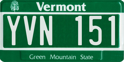 VT license plate YVN151