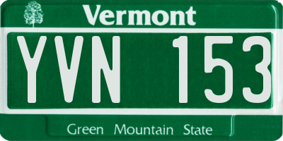VT license plate YVN153