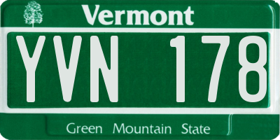 VT license plate YVN178