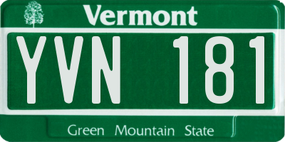 VT license plate YVN181