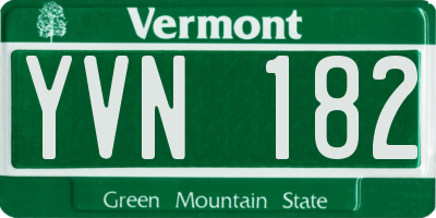 VT license plate YVN182