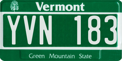 VT license plate YVN183
