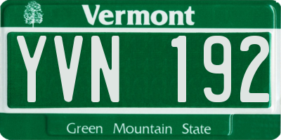 VT license plate YVN192