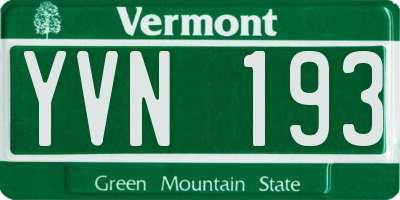 VT license plate YVN193