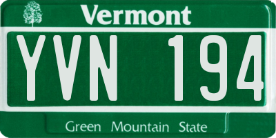 VT license plate YVN194
