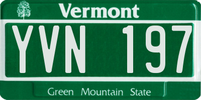 VT license plate YVN197