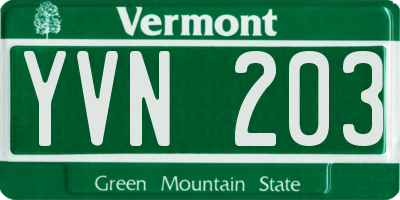 VT license plate YVN203