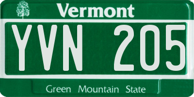 VT license plate YVN205