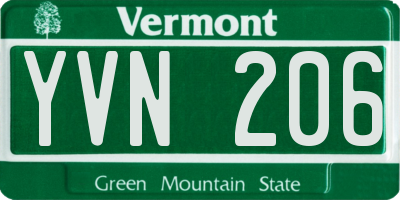 VT license plate YVN206