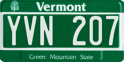 VT license plate YVN207