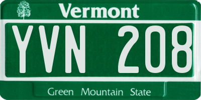 VT license plate YVN208