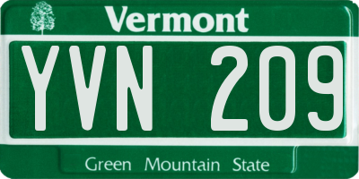 VT license plate YVN209