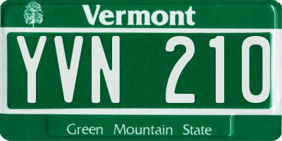 VT license plate YVN210