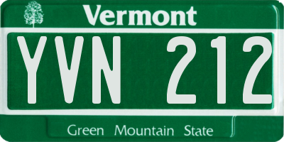 VT license plate YVN212