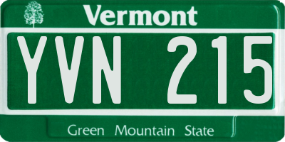 VT license plate YVN215