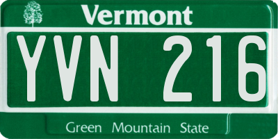 VT license plate YVN216