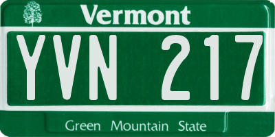 VT license plate YVN217